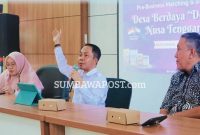 Kepala Disperindag NTB H. Lalu Wiranata Saat Membuka Kegiatan Pra-Business Matching Program Desa Berdaya “Desa Ekspor” NTB Tahun 2026.