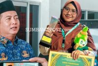 Gubernur NTB Lalu Muhamad Iqbal Menyambut Khairunnisa, Qariah Asal Bima, Peraih Juara 1 Qira'at Mujawwad Dewasa Putri pada MTQ Nasional XXXI.