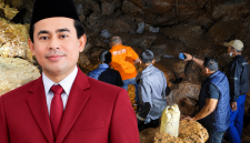 Ketua DPC PDI Perjuangan Kabupaten Sumbawa, Abdul Rafiq, Saat Menyampaikan Sikap Terkait Tragedi Tambang Lantung yang Menewaskan Tiga Penambang.