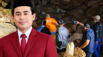 Ketua DPC PDI Perjuangan Kabupaten Sumbawa, Abdul Rafiq, Saat Menyampaikan Sikap Terkait Tragedi Tambang Lantung yang Menewaskan Tiga Penambang.
