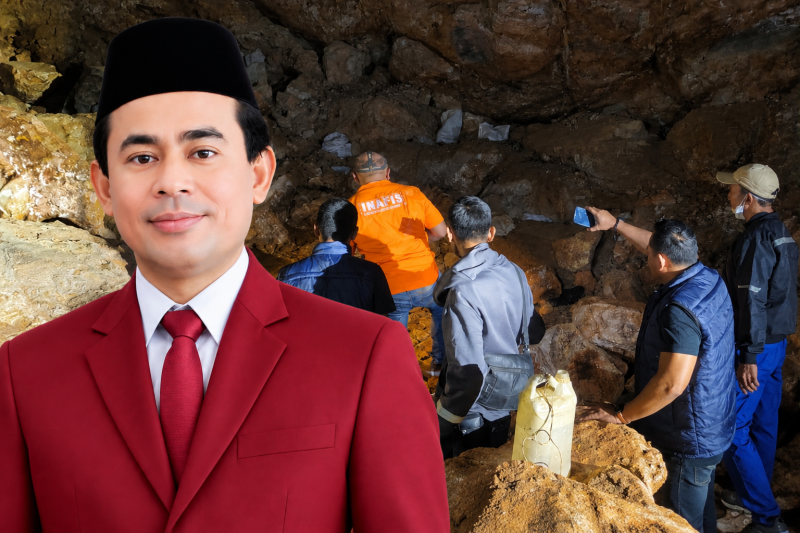 Ketua DPC PDI Perjuangan Kabupaten Sumbawa, Abdul Rafiq, Saat Menyampaikan Sikap Terkait Tragedi Tambang Lantung yang Menewaskan Tiga Penambang.