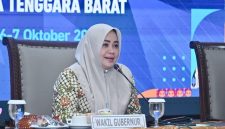 Wakil Gubernur NTB Indah Dhamayanti Putri atau Umi Dinda Saat Menghadiri Workshop Implementasi SPM Terintegrasi melalui Posyandu di Mataram, Selasa (6/10/2026).