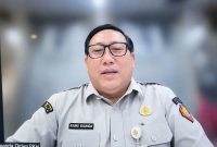 Direktur Jenderal Peternakan dan Kesehatan Hewan Kementan, Agung Suganda, saat Memberikan Paparan Secara Daring dalam Seminar Nasional Peternakan Fakultas Peternakan Universitas Mataram (Unram), Senin (12/10/2026).