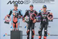 Marco Bezzecchi, Raul Fernandez, dan Jorge Martin Menempati Tiga Posisi Teratas Balapan Utama MotoGP Mandalika 2026 di Pertamina Grand Prix of Indonesia, Minggu (11/10/2026).