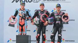 Marco Bezzecchi, Raul Fernandez, dan Jorge Martin Menempati Tiga Posisi Teratas Balapan Utama MotoGP Mandalika 2026 di Pertamina Grand Prix of Indonesia, Minggu (11/10/2026).