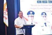 Gubernur NTB Lalu Muhamad Iqbal Saat Membuka Musyawarah Olahraga Provinsi Luar Biasa KONI NTB 2026.