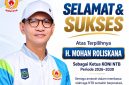 Mohan Roliskana Terpilih Sebagai Ketua Umum KONI NTB Periode 2026-2030 Dalam Musprovlub KONI NTB di Mataram, Selasa (13/10/2026).