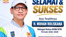 Mohan Roliskana Terpilih Sebagai Ketua Umum KONI NTB Periode 2026-2030 Dalam Musprovlub KONI NTB di Mataram, Selasa (13/10/2026).