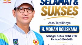Mohan Roliskana Terpilih Sebagai Ketua Umum KONI NTB Periode 2026-2030 Dalam Musprovlub KONI NTB di Mataram, Selasa (13/10/2026).