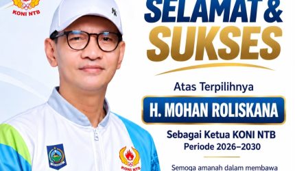 Mohan Roliskana terpilih sebagai Ketua KONI NTB periode 2026–2030 dalam Musprovlub di Mataram.