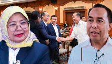 Ketua DPRD NTB Isvie Rupaeda, Mori Hanafi, dan Gubernur NTB Lalu Muhamad Iqbal yang Terlihat Bersalaman Dengan Mohan Roliskana Dalam Rangkaian Pemilihan Ketua Umum KONI NTB Periode 2026-2030.