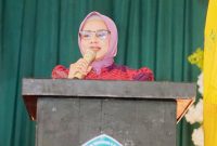 Nadirah Al Habsyi, Anggota DPRD NTB dan Ketua DPW PBB NTB, Membacakan Sambutan Ketua Yayasan Pendidikan Islam Dompu Yang Mengulas Perjalanan YAPIS Dari Gedung Pinjaman Hingga Memiliki Kampus Seluas Kurang Lebih Tiga Hektar di Desa Sorisakolo.