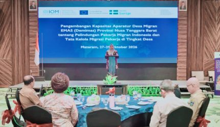 Wakil Gubernur NTB Indah Dhamayanti Putri membahas perlindungan PMI dan pengembangan Desa Migran EMAS.